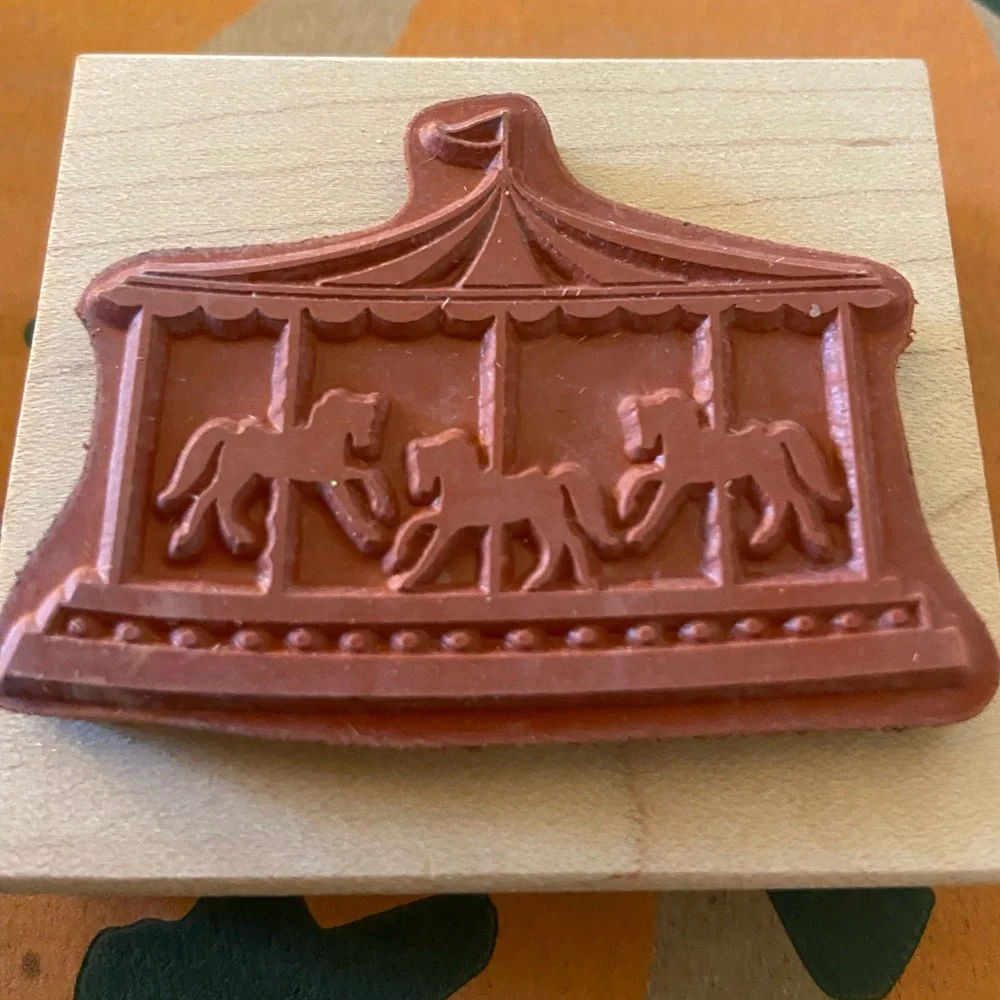 Paper Source Carousel Wooden Stamp